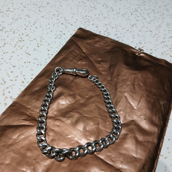 Antique Watch Chain Bracelet Sterling Silver - Picture 7 of 8